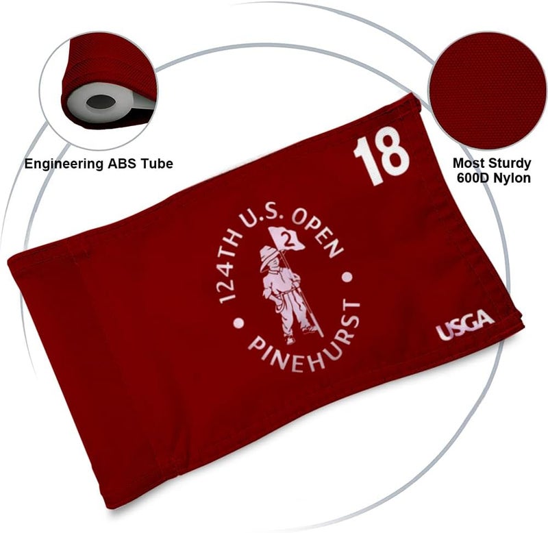 2BUT 2024 US Open Pinehurst Golf Pin Flag Practic Putting Green Golf Flag For Backyard Garden Double-Sewn 600D Nylon Miniature Pin Flag Regulation Tube Flag(Red 20"x13") - Image 3